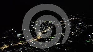 Aerial view of residential areas in the city of Gorontalo at night