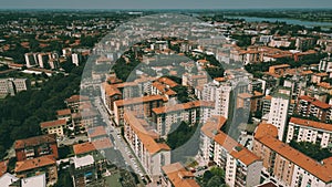 Aerial view of residential buildings in Mantua, Italy