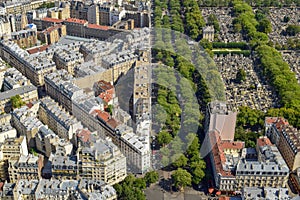 Aerial View of Residential Buildings Rooftops in Paris