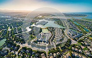 Aerial view of residential Foster City, CA photo