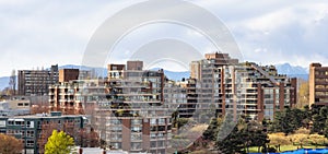 Aerial View of Residential Homes and Modern Cityscape