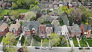 Aerial view of residential homes in Toronto, Ontario in late spring.