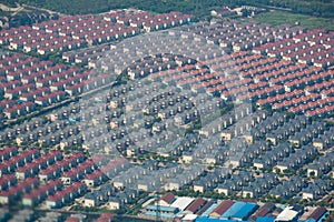 Aerial view of residential houses