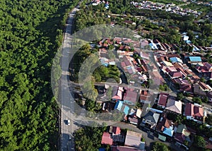Aerial view of residential houses neighborhood
