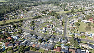 Aerial view of residential houses in the suburb of Werrington County