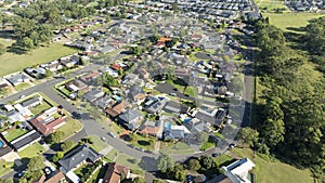 Aerial view of residential houses in the suburb of Werrington County