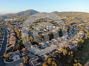 Aerial view of residential modern subdivision house neighborhood , South California