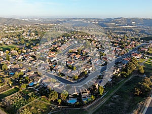 Aerial view of residential modern subdivision house neighborhood , South California