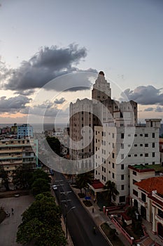 Aerial view of the residential neighborhood in the Havana City, Capital of Cuba
