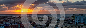 Aerial view of the residential neighborhood in the Havana City, Capital of Cuba