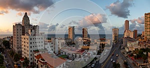 Aerial view of the residential neighborhood in the Havana City, Capital of Cuba