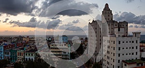 Aerial view of the residential neighborhood in the Havana City, Capital of Cuba