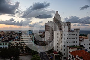 Aerial view of the residential neighborhood in the Havana City, Capital of Cuba