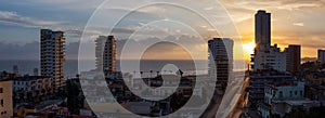 Aerial view of the residential neighborhood in the Havana City, Capital of Cuba