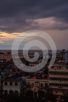 Aerial view of the residential neighborhood in the Havana City, Capital of Cuba