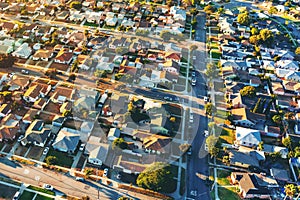 Aerial view of of a residential neighborhood in LA