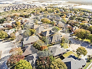Aerial view residential neighborhood near business park with col