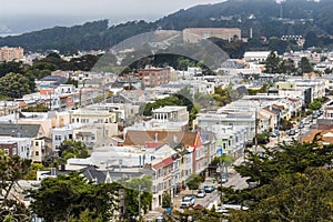 Aerial view of a residential neighborhood in San Francisco, California