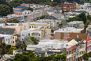 Aerial view of a residential neighborhood in San Francisco, California