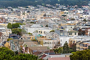 Aerial view of a residential neighborhood in San Francisco, California