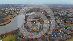 Aerial view of residential neighborhood the US. housing developmen