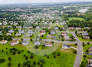 Aerial view of residential quarters at beautiful town urban landscape NJ