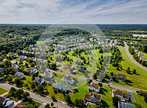 Aerial view of residential quarters at beautiful town urban landscape NJ