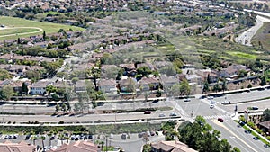 Aerial view of residential subdivision house in Torrey Higlands, San Diego, California