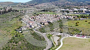 Aerial view of residential subdivision house in Torrey Higlands, San Diego, California