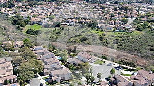 Aerial view of residential subdivision house in Torrey Higlands, San Diego, California