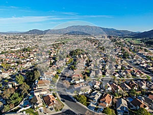 Aerial view of residential subdivision house town in Temecula