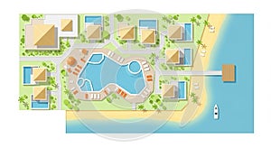 Aerial view of a resort layout