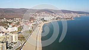 Aerial view of resort of Sunny Beach, Burgas Region, Bulgaria