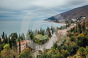 Aerial view of the resort town Gagra, Abkhazia