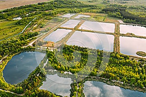 Aerial View Retention Basins, Wet Pond, Wet Detention Basin Or Stormwater Management Pond, Is An Artificial Pond With