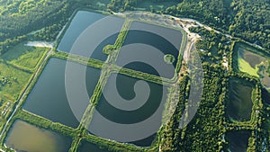 Aerial View Retention Basins, Wet Pond, Wet Detention Basin Or Stormwater Management Pond, Is An Artificial Pond
