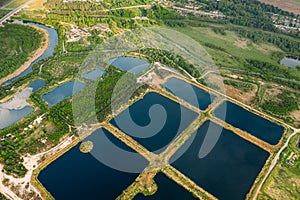 Aerial View Retention Basins, Wet Pond, Wet Detention Basin Or Stormwater Management Pond, Is An Artificial Pond With