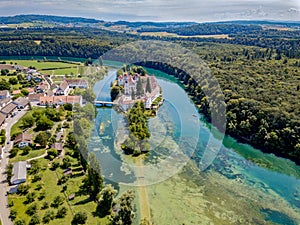 Aerial view of the Rheinau Abbey Islet photo