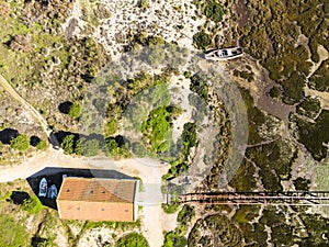 Aerial view of Ria Formosa Natural Park in Olhao, Algarve, Portugal