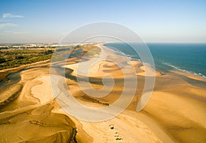 Aerial view from the Ria Formosa River and sea