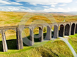 Aerial view of Ribblehead viaduct, located in North Yorkshire, the longest and the third tallest structure on the Settle-Carlisle