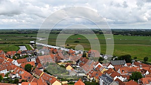 Aerial view of Ribe, the oldest city of Denmark and Scandinavia