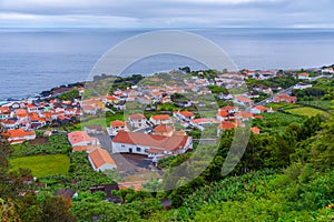 Aerial view of Ribeiras village at Pico island in Portugal photo