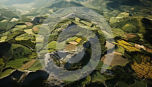 Aerial view of rice paddy terraces in Sa Pa, Vietnam generated by AI