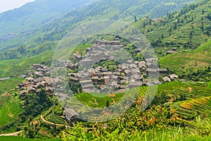 Aerial view of the Rice Terrace in Longji