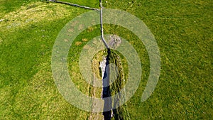 Aerial view of a rift in the coast at Streedagh Point. Connacht,