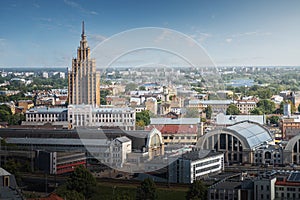 Aerial view of Riga with Latvian Academy of Sciences - Riga, Latvia