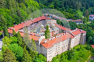 Aerial view of Rila monastery in Bulgaria