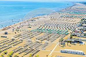 Aerial view of Rimini beach in Italy