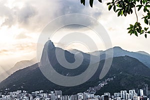 Aerial view of Rio de Janeiro with Christ Redeemer and Corcovado Mountain. Brazil. Latin America